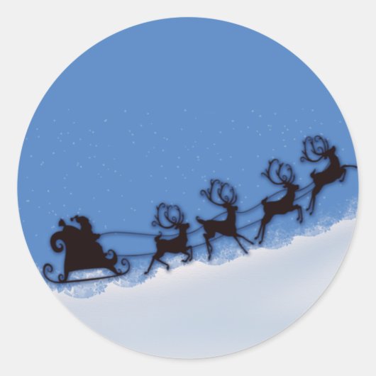 Santa und seine Rentiere Runder Aufkleber (Vorderseite)