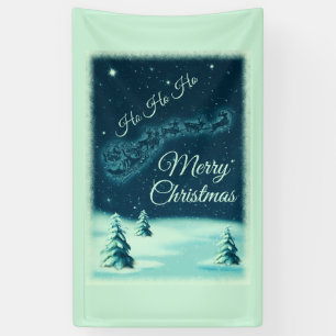 Santa und seine Rentiere Weihnachtsnacht Himmel Banner