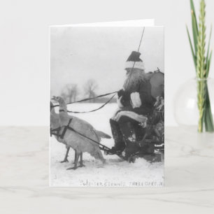 Santa und seine Türkei Rentier Feiertagskarte