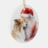 Santa und Sheltie Keramik Ornament (Rechts)