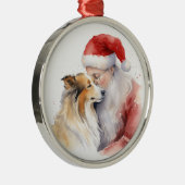 Santa und Sheltie Ornament Aus Metall (Rechts)
