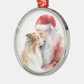 Santa und Sheltie Ornament Aus Metall (Links)
