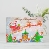 Santa und Sleigh Feiertagskarte (Stehend Vorderseite)