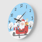 Santa und Sleigh Große Wanduhr (Winkel)