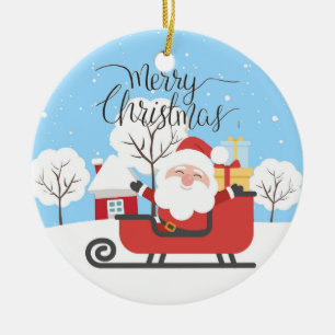 Santa und Sleigh Keramik Ornament