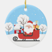 Santa und Sleigh Keramik Ornament (Hinten)
