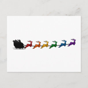 Santa und Sleigh mit LGBTQ Pride Rainbow Rentier Feiertagspostkarte