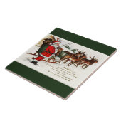 Santa und Sleigh mit Rentier Green Keramik Tile Fliese (Seite)