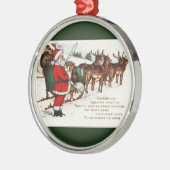 Santa und Sleigh mit Rentier Green Ornament Aus Metall (Links)