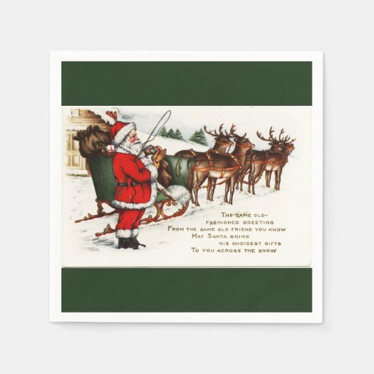 Santa und Sleigh mit Rentier Serviette (Vorderseite)