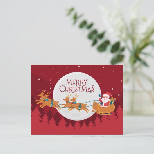 Santa und Sleigh Postkarte (Stehend Vorderseite)