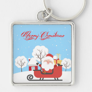Santa und Sleigh Schlüsselanhänger