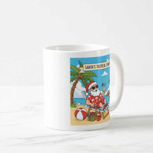 Santa und Snowman am Strand Kaffeetasse (VorderseiteRechts)