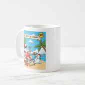 Santa und Snowman am Strand Kaffeetasse (Vorderseite Links)