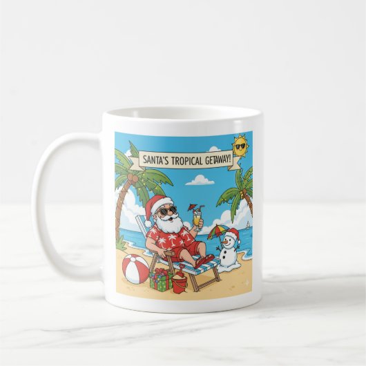 Santa und Snowman am Strand Kaffeetasse (Links)
