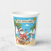 Santa und Snowman am Strand Pappbecher (Vorderseite)