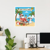 Santa und Snowman am Strand Poster (Heimbüro)