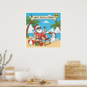 Santa und Snowman am Strand Poster (Küche)