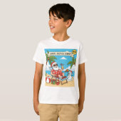 Santa und Snowman am Strand T-Shirt (Vorne ganz)