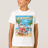 Santa und Snowman am Strand T-Shirt (Vorderseite)