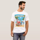 Santa und Snowman am Strand T-Shirt (Vorne ganz)
