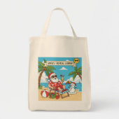 Santa und Snowman am Strand Tragetasche (Vorne)