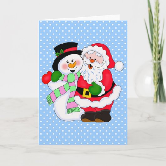 Santa und Snowman Feiertagskarte (Vorderseite)