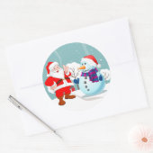 Santa und Snowman Runder Aufkleber (Umschlag)