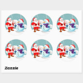 Santa und Snowman Runder Aufkleber (Blatt)