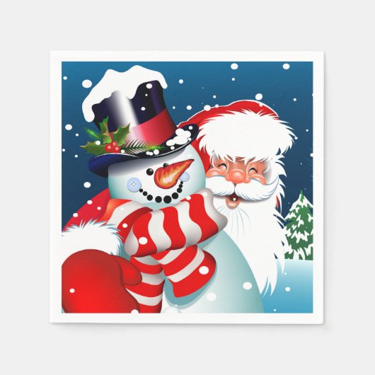 Santa und Snowman Serviette (Vorderseite)