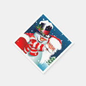 Santa und Snowman Serviette (Ecke)