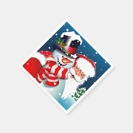 Santa und Snowman Serviette (Ecke)