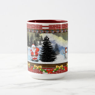 Santa und Snowman Zweifarbige Tasse