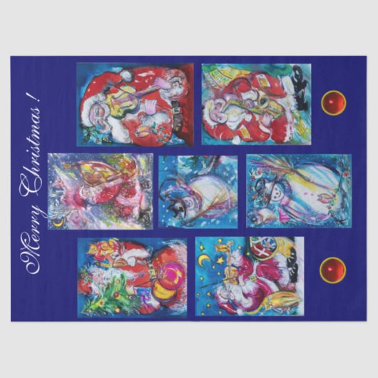 SANTA UND SNOWMEN CHRISTMAS PARTY SEIDENPAPIER (Vorderseite)