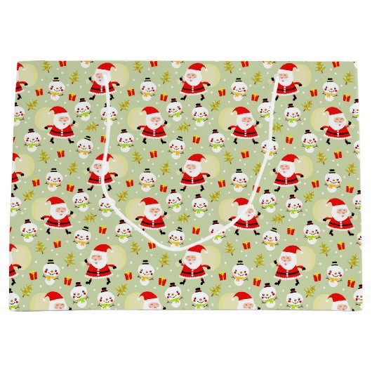 Santa und Snowmen Große Geschenktüte (Vorderseite)