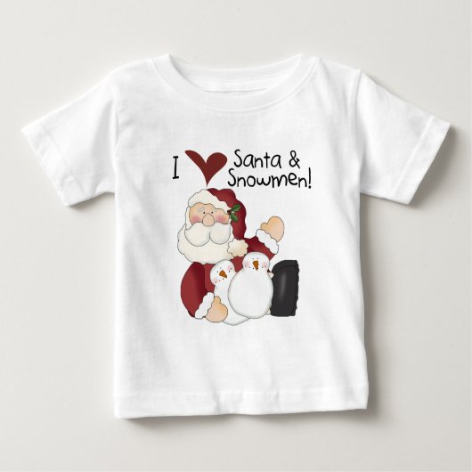 Santa und Snowmen T - Shirt und Geschenke (Vorderseite)