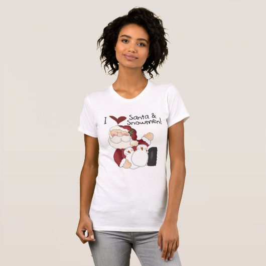Santa und Snowmen T - Shirt und Geschenke (Vorne ganz)