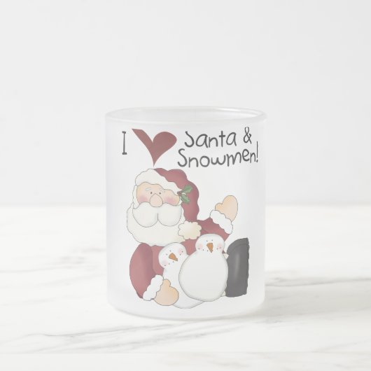 Santa und Snowmen T - Shirt und Geschenke Mattglastasse (Mittel)
