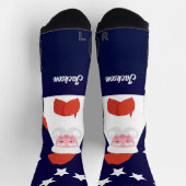 Santa und Sterne auf blau lächeln Socken (Oben)