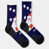 Santa und Sterne auf blau lächeln Socken (Rechts)