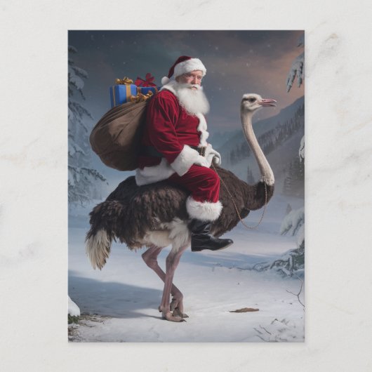 Santa und Strauß Postkarte (Vorderseite)