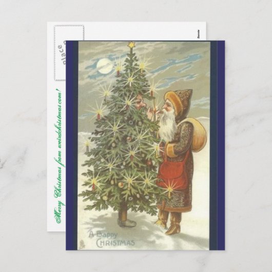 Santa und TreeMan Feiertagspostkarte (Vorne/Hinten)