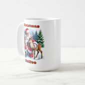 Santa und Young Rentier im Winter Kaffeetasse (Vorderseite Links)