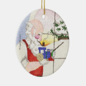 Santa und Zug Keramik Ornament (Rechts)