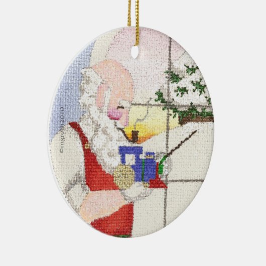 Santa und Zug Keramik Ornament (Rechts)