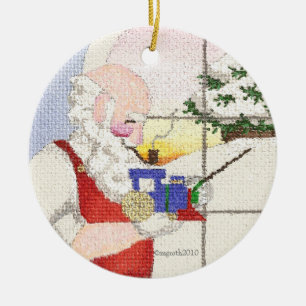 Santa und Zug Keramikornament