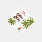 Santa under a Beach Umbrella Christmas Serviette (Ecke)