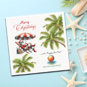 Santa under a Beach Umbrella Christmas Serviette