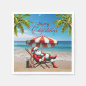 Santa under a Beach Umbrella Christmas Serviette (Vorderseite)
