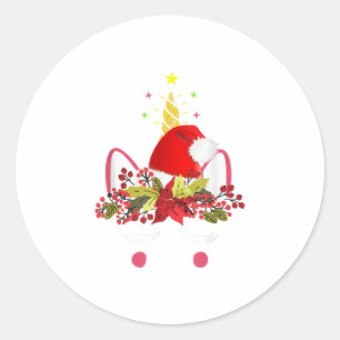 Santa Unicorn Face Christmas Pajama Runder Aufkleber